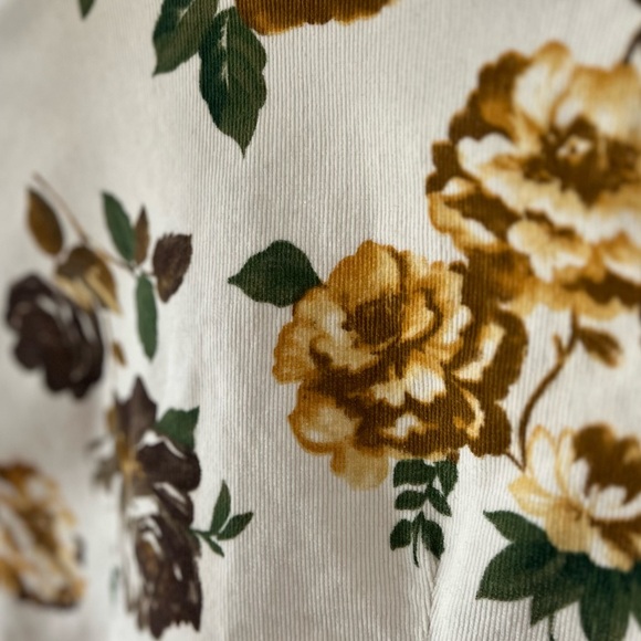 EUC Salt & Pepper S Corduroy topper autumn roses tulip sleeve shrug cap sleeve - Picture 7 of 14